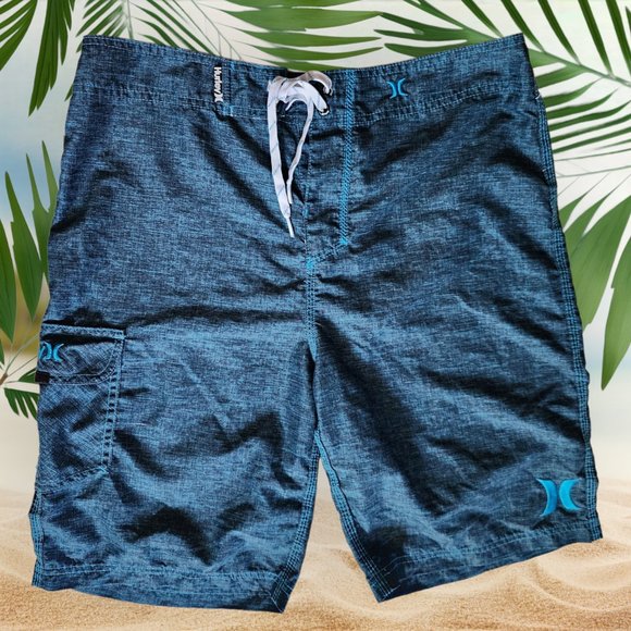 Hurley Blue Men's Swim Board Shorts - Picture 1 of 4